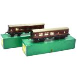 Two Hornby O gauge model railway passenger coaches