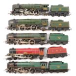 Five Hornby and Tri-ang OO gauge model railway locomotives.