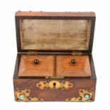 Victorian walnut casket-shape tea caddy.