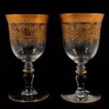 Set of four Venetian style conical-shape wine glasses, etc