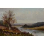 English School, early 20th Century, River landscape,