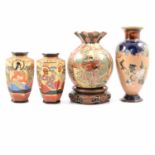 Korean storage jar, Satsuma style vase on stand, Doulton stoneware vase, etc