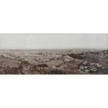 Panoramic photograph of Jerusalem; marble slab and mirrors