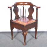 George III walnut corner chair