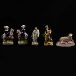 Meissen style figure of Neptune, Staffordshire Pearlware Piper figure, etc