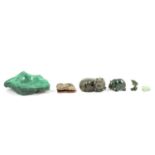 A collection of mineral figures and animals.