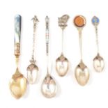 Russian silver and enamelled spoon, chipped, and other teaspoons