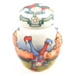 Wendy Mason for Moorcroft Pottery - Jester - ginger jar and cover, 1997