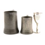 Eton interest: House Sports trophy awarded to G S Shephard, 1900; and two pewter tankards