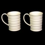 Keith Murray for Wedgwood, two ribbed tankards