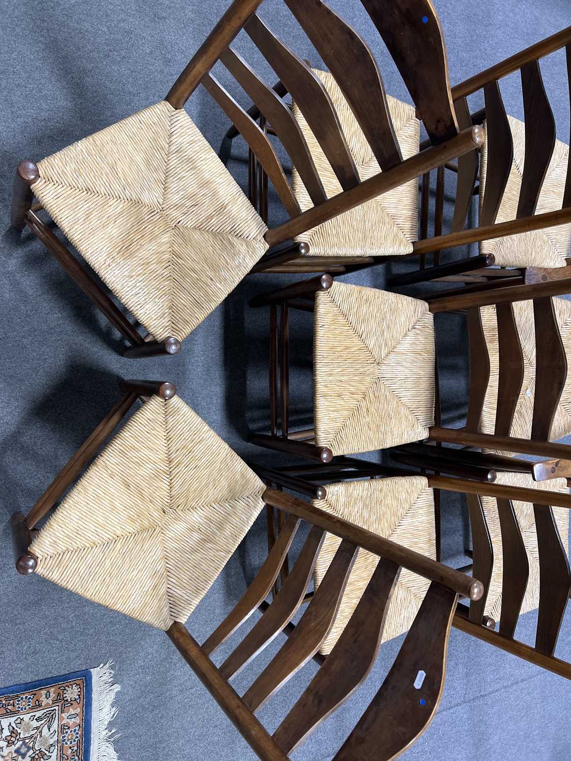 Set of six Arts & Crafts chairs, designed by Ernest Gimson, with two later - Image 4 of 4