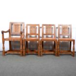 Robert 'Mouseman' Thompson of Kilburn - set of four dining chairs, circa 1980