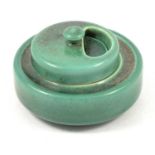Ruskin Pottery, a circular squat inkwell and cover, circa 1910