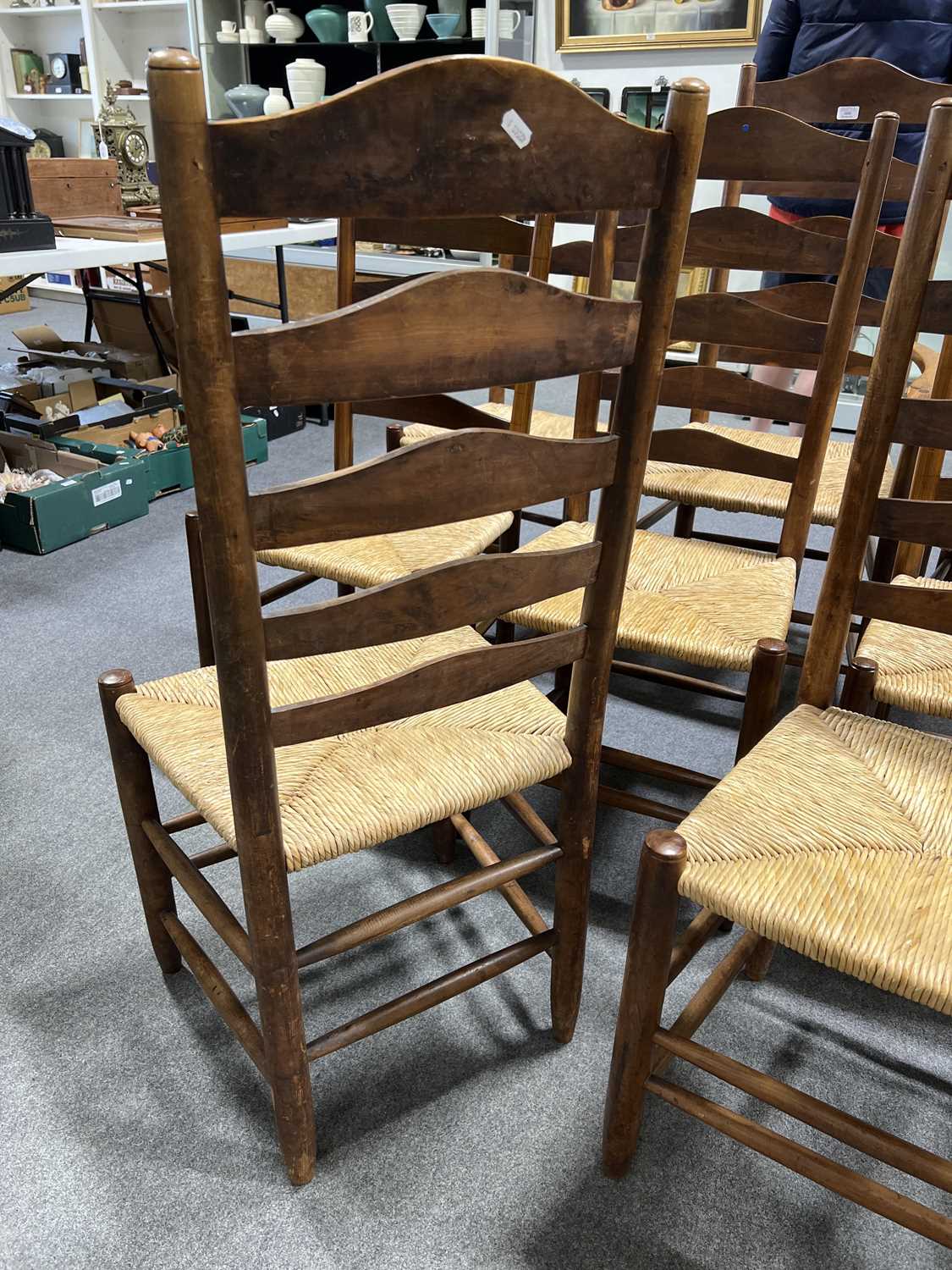 Set of six Arts & Crafts chairs, designed by Ernest Gimson, with two later - Image 3 of 4