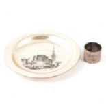 S viler commemorative plate and a silver napkin ring,