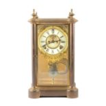 American brass-cased four-glass table clock, Ansonia Clock Co, New York