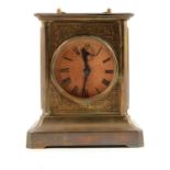 German brass musical alarm carriage clock, early 20th century