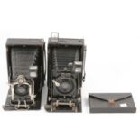 Two Ernemann-Werke folding plate cameras, models Heag II and Heag XI