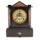 Late Victorian slate and marble mantel clock