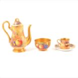 Royal Worcester fruit painted part coffee set,