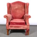 George III style wing-back easychair,