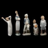 Five Lladro figurines.