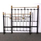 Victorian style brass and black painted bedstead