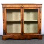 Victorian walnut and marquetry vitrine