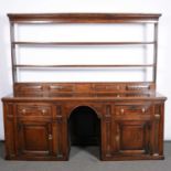 Large joined oak dresser, 18th Century and later