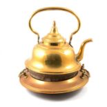 Large Dutch brass kettle, and other pewter and metalware