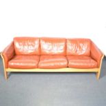 Danish mid-century three seat sofa, by Friis Mobler, designed by Hans Wegner