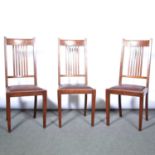 Three oak high back dining chairs