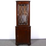 Reproduction mahogany freestanding corner cabinet,