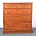 Late Victorian walnut and gilt stencilled chest of drawers,