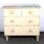 Small painted pine chest of drawers,