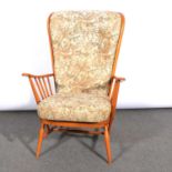Ercol type beechwood easy chair,