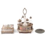 Plated sardine box, sugar basket and Old Sheffield plated mug,