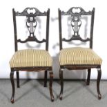 Pair of Victorian painted mahogany dining chairs,