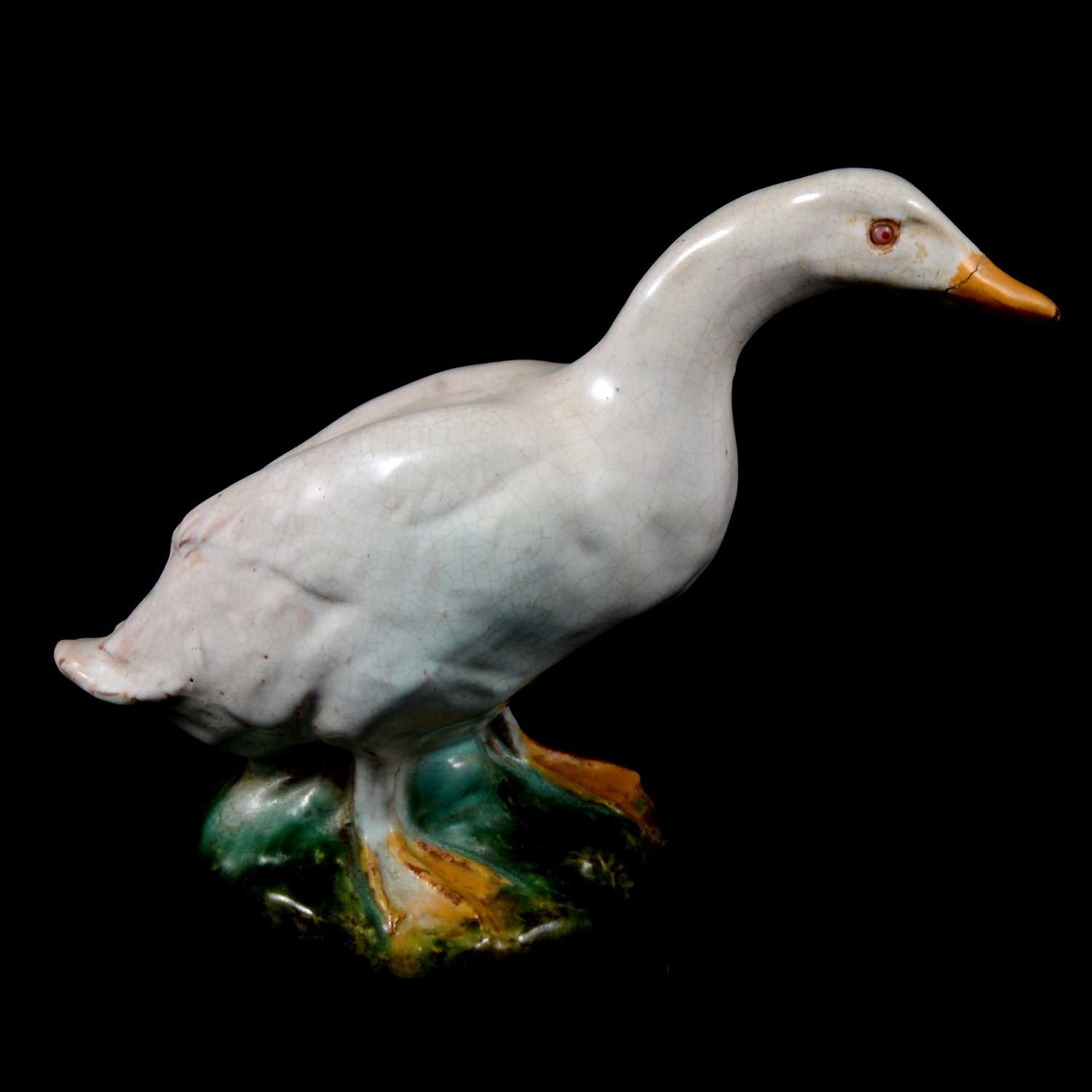 An Art Pottery faience duck figure