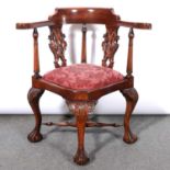 Reproduction George III style corner chair,