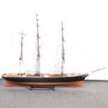 Scratch-built model, The Cutty Sark, on stand