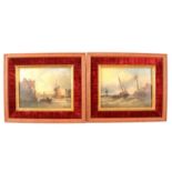 A pair of 19th C. Dutch school paintings, shipping scenes.