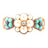 A Victorian turquoise and pearl ring.