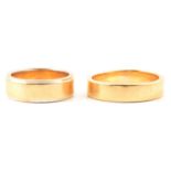 Two yellow metal wedding rings.