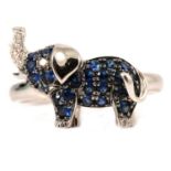 Effy - a sapphire and diamond elephant ring.