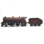 Bowman O gauge model railway live steam locomotive and tender, LMS 4-4-0, no.13000