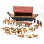 A German 19th century Noah's Ark wooden toy with animal figures.