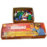 A tray of vintage Lego bricks and parts and an Idea Rebound game, boxed.