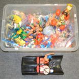 One tub of 1980s action figures and other plastic toys including He-man