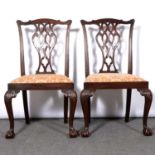 Pair of Chippendale design mahogany dining chairs